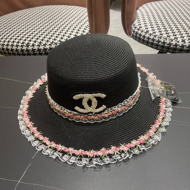 chanel Chanel 2025 New Straw Woven Holiday Style Straw Hat Big Brand Style St