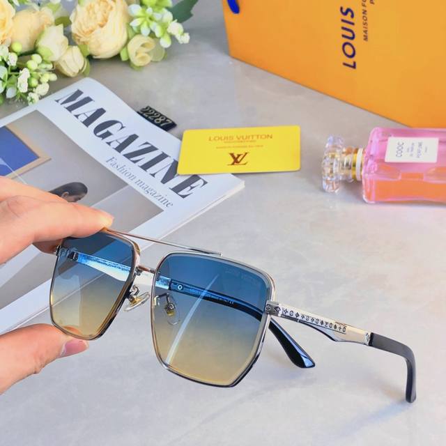 louis Vuitto* New Men's Sunglasses European And American Hot Style Metal Doub