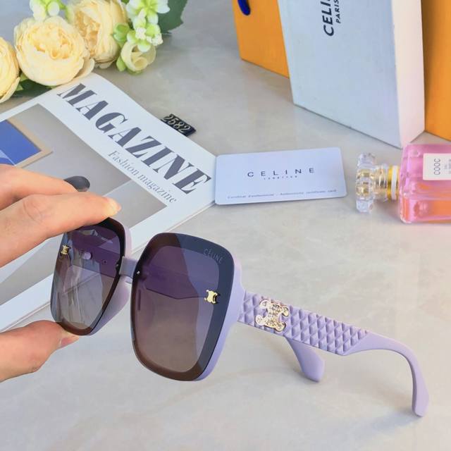 celin*2025 New Large Frame Nylon Polarized Sunglasses Fashion Internet Celebr