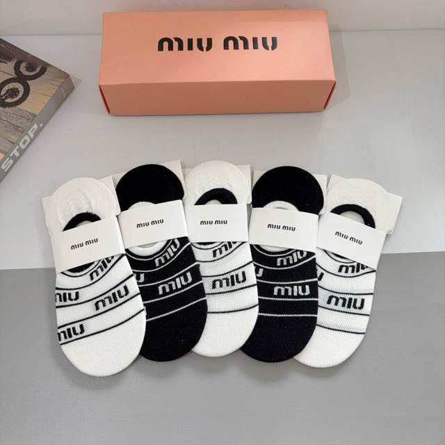 With Packaging 5 Pairs Per Box Miumiu Miu Miu New Online Celebrity Socks Short B