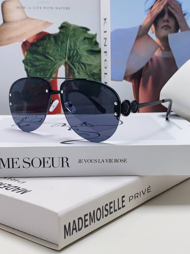 versace Versace 2025 European And American Luxury Female Pilot Carved Sunglas