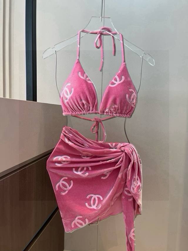 chanel Chanel Corduroy Classic Bikini Three-Piece Suit. Suitable For A Variet
