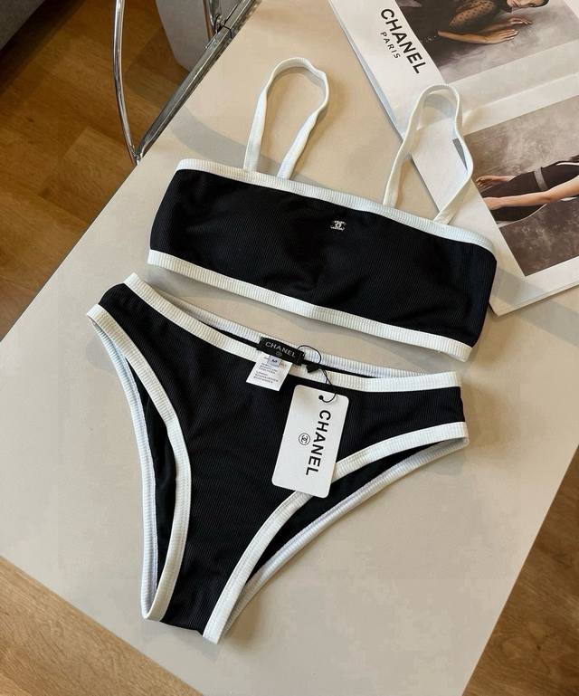 chanel Chanel Vintage Knitted Bikini Two-Piece Swimsuit Sml Xl