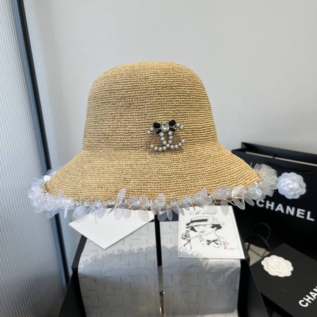 chanel Chanel Raffia Straw Hat Pure Hand-Crocheted High-End Custom Head Circu