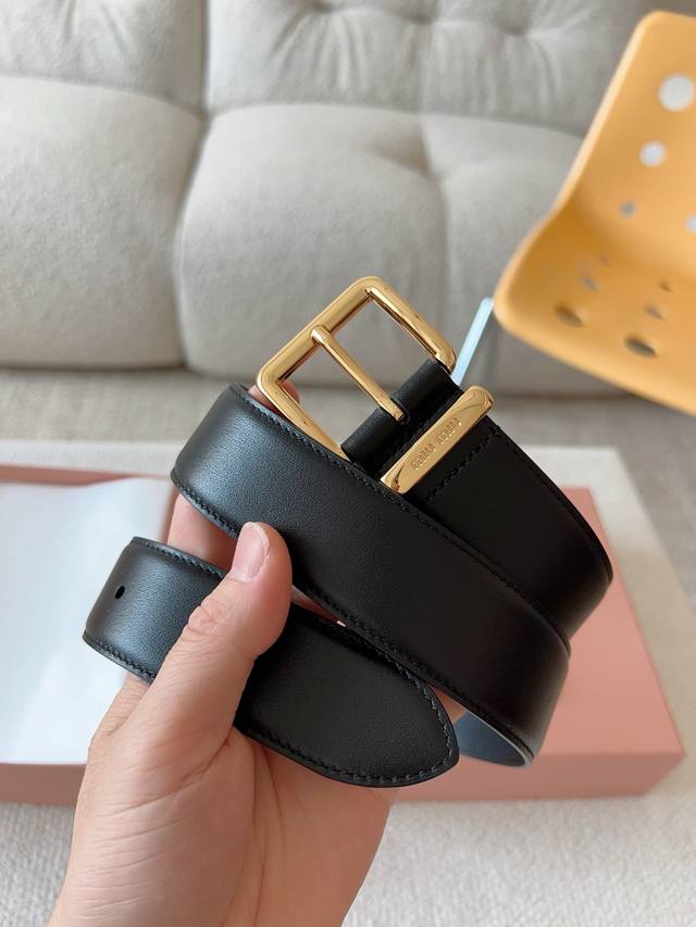 This Leather Belt From Miu Miu Is Simple And Elegant. The Belt Loop Is Accompani
