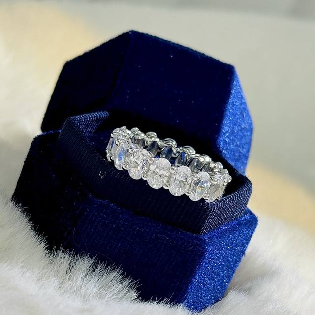 s0183 Hw Harry Winston Oval Diamond Row Diamond Ring Super Shiny Full Diamond