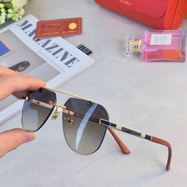 cartie*Retro High-Value Handsome Men's Sunglasses Frameless Metal Business St