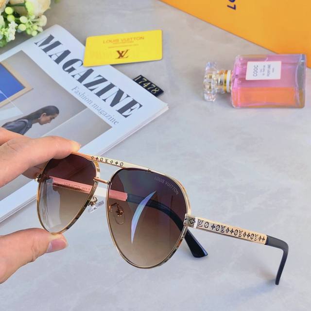 louis Vuitto*Classic Pilot-Style Frog-Eye Glasses High Quality Sunglasses Dou