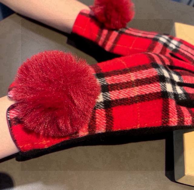 Burberry New Wool Gloves Fashion Gloves Autumn And Winter Warm Plus Velvet Linin