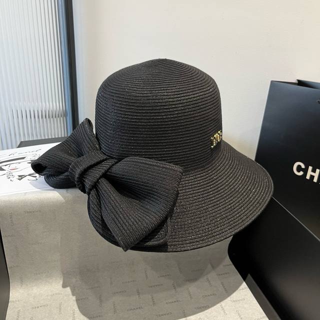 dior Dior New Bow Straw Hat Head Circumference 57Cm