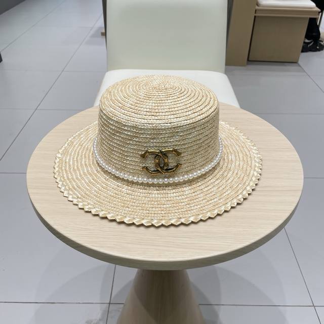 chanel European And American Style Spring And Summer French Pearl Chain Straw