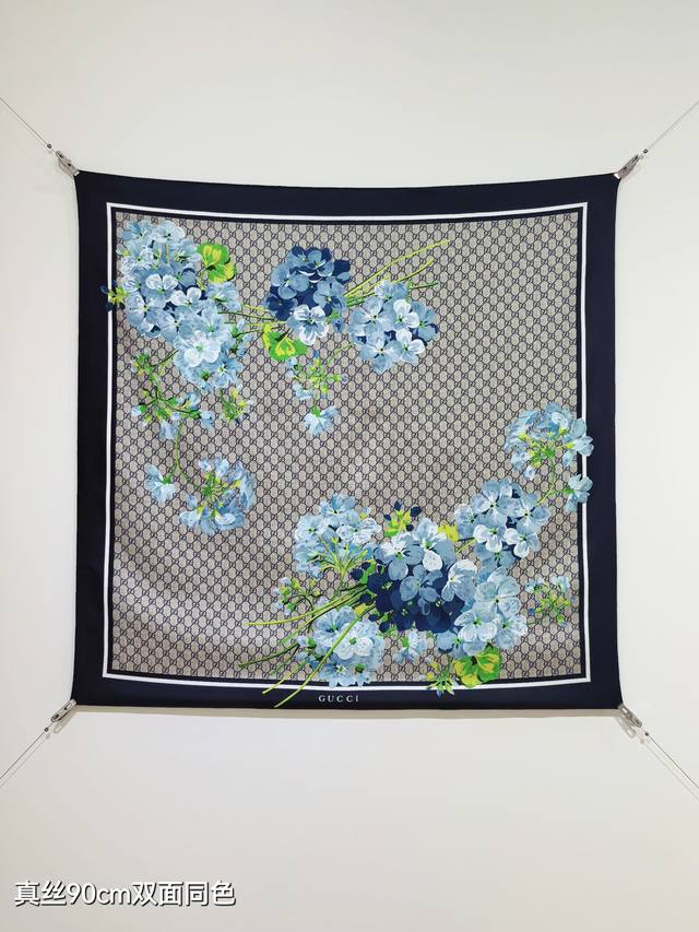 sgc2513 18 Momme Double-Sided 90X90Cm Twill Silk Gucci Geranium