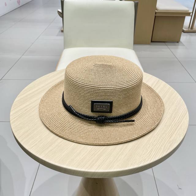 prada Prada Hepburn Style Flat Top Hat For Women For Summer Vacation French S