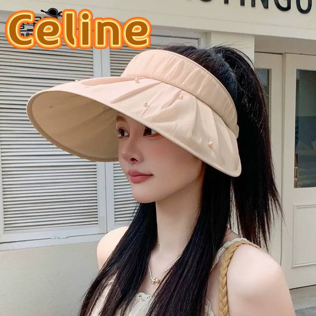 celine Celine New Summer Sun Protection Sunshade Uv Hollow Top Hat All-Match