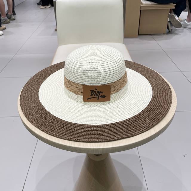 dior Dior New Straw Hat Hand-Crocheted Straw Hat With Large Brim Straw Hat Su
