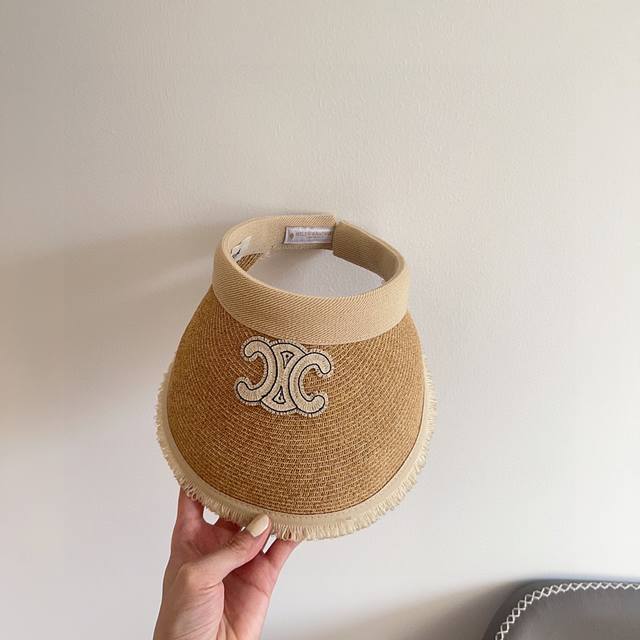 With Dust Bag Celine 2025 New Tassel Holiday Leisure Sun Hat Hollow Hat Sunshade