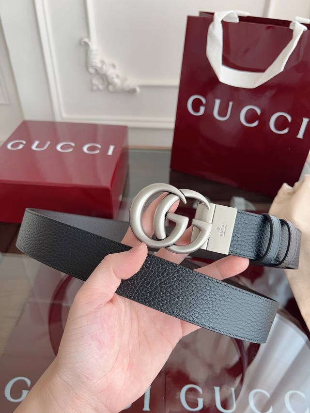 gucci 627055 Cao2N Double-Sided Imported Lychee Grain Leather Width 3.7Cm Ret