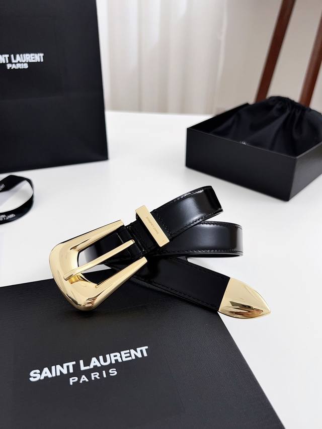 Saint Laurent Width 2.5Cm Made Of Top Grain Calfskin, Carefully Made Real Materi