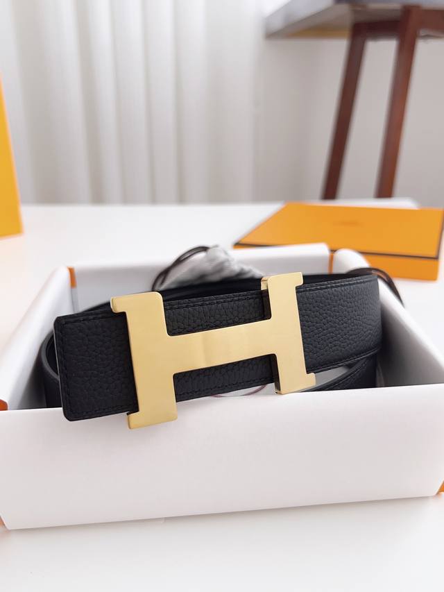 Hermes. High-End Quality Width 3.8Cm Togo Lychee Calfskin With Original White Co