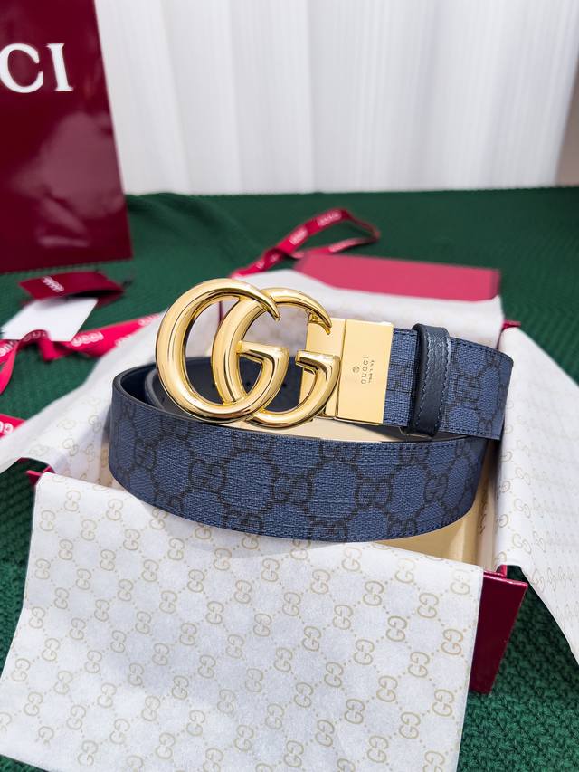 Gucci New Product Width 3.7Cm Double-Sided Belt One Side Is Gg Supreme Advanced