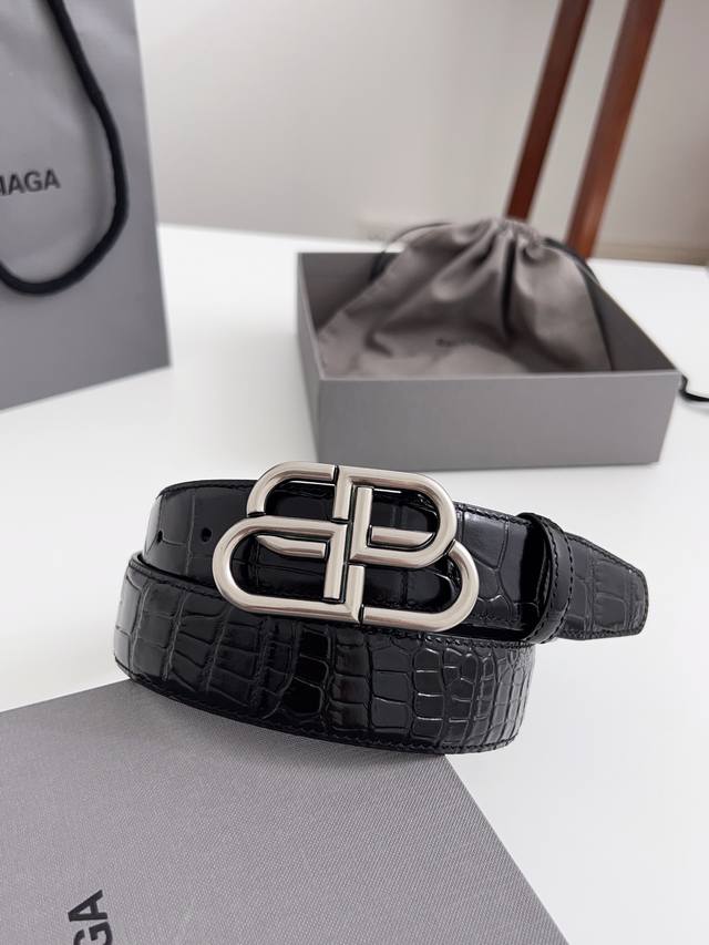 Balenciaga Top-Quality Product Width 3.5Cm First-Layer Crocodile-Grain Calfskin