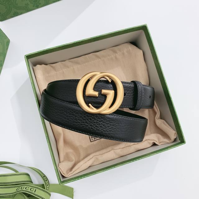 Gucci Width 30Mm Counter Same Style Original Imported Lychee Grain Cowhide Pure