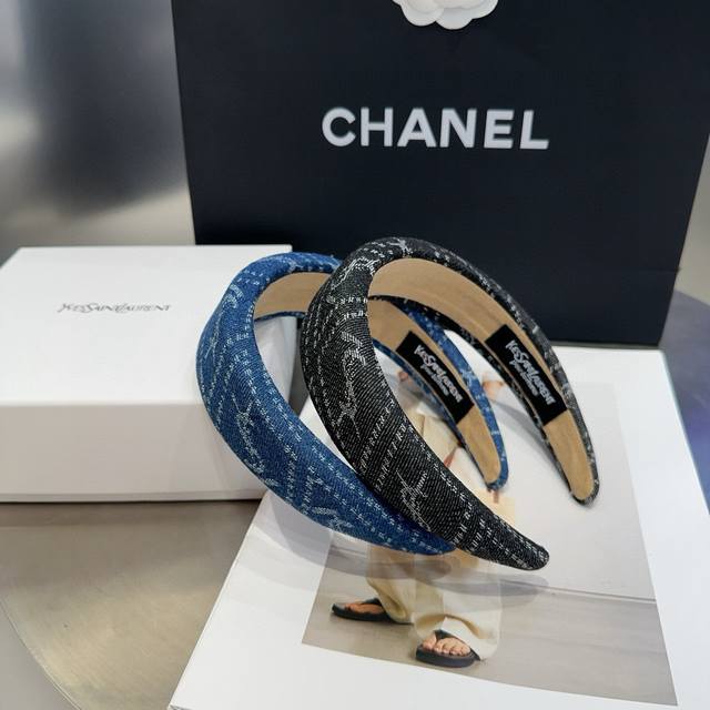 With Packaging Box Ysl Saint Laurent New Denim Headband Retro Temperament Beauty