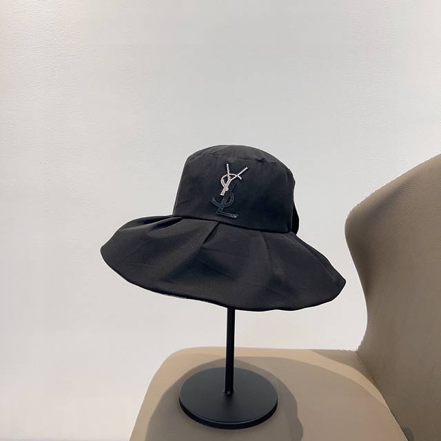With Dust Bag Ysl Saint Laurent 2025 New Large Brim Four Seasons Folding Bucket