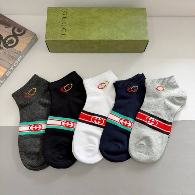 With Packaging 5 Pairs Per Box Gucci Gucci Ins Super Popular Men's Short Socks P