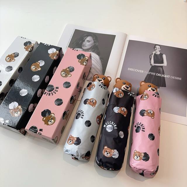 moschino Moschino Bear Head Handle 50% Folding Hand-Opening Umbrella. Designe