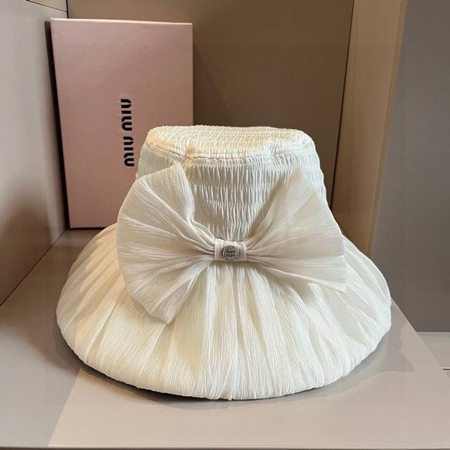 miumiu Miu Miu New Sun Hat Celebrity Style Small Fresh Bow Sun Hat Advanced O
