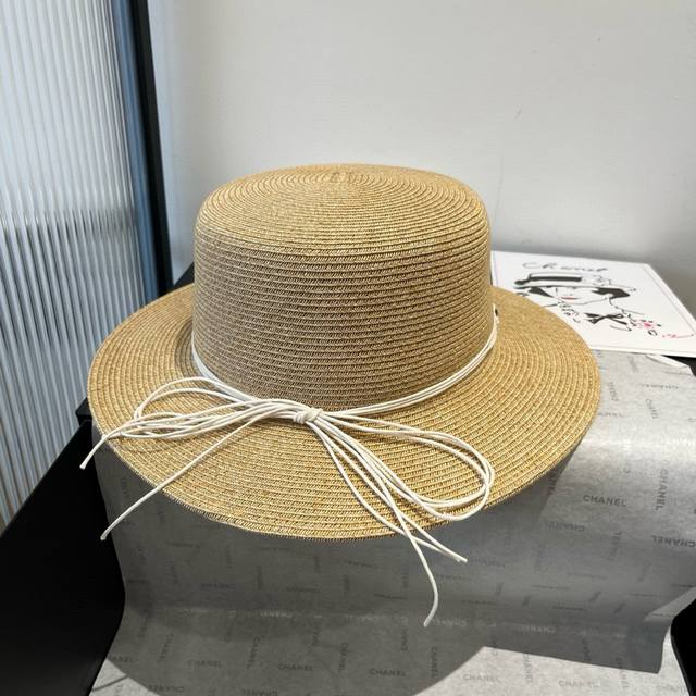 celine New Flat Top Straw Hat Ethnic Style Flat Top Hat Head Circumference 57