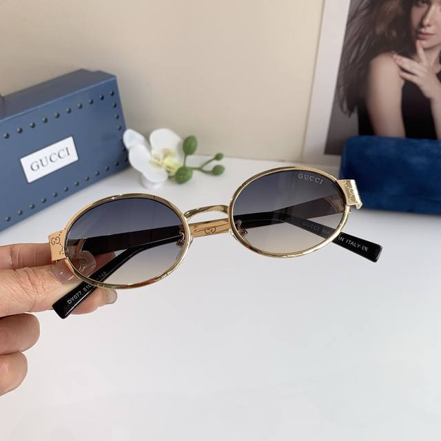 gucci Gucci's New Fashion Metal Frame Small Round Polarized Sunglasses With H