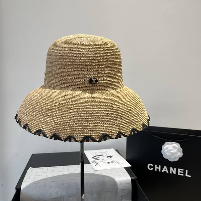 chanel Chanel New Raffia Straw Hat Pure Hand-Woven Lantern Straw Hat Super He