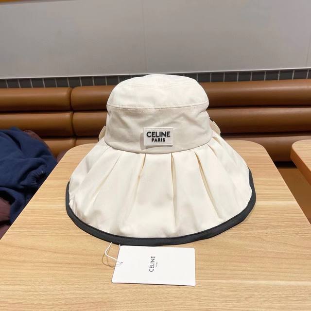celine Celine Black Plastic Sun Hat For Women Summer Full Face Anti-Ultraviol