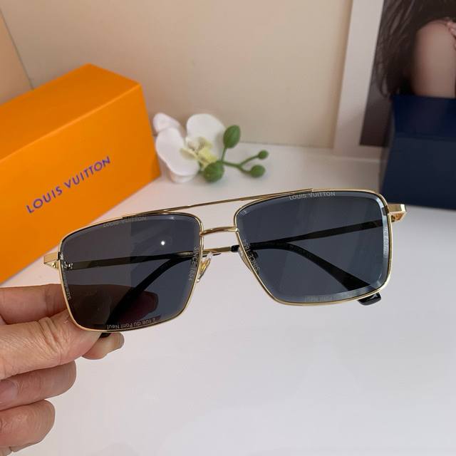 lv Louis Vuitton Internet Celebrity Same Style Sunglasses Metal Square Frame