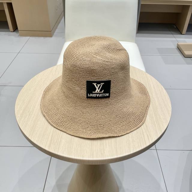 lv Louis Vuitton Summer Fine Crochet Sun Hat Pure Handmade Fine Straw Sun Hat