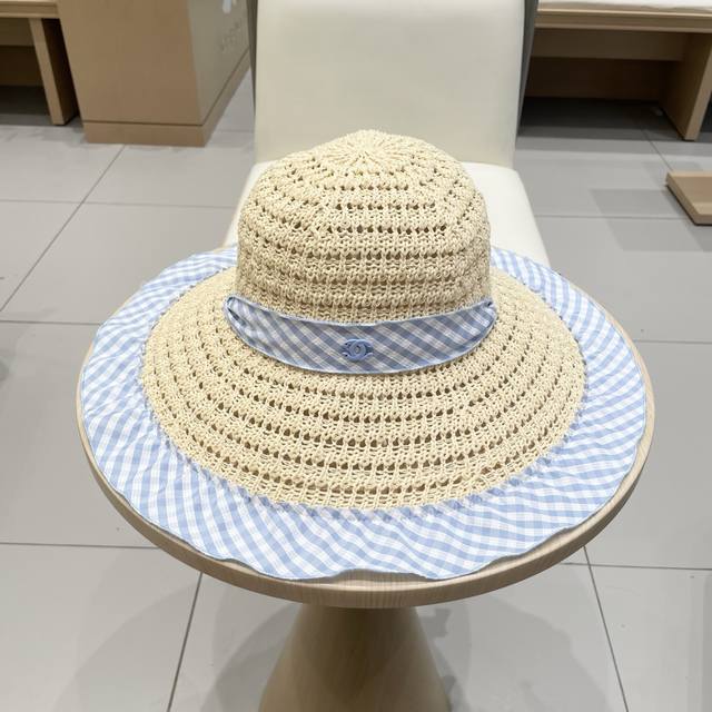 chanel French Retro Ruffled Strap Beach Hat For Women Summer Seaside Vacation