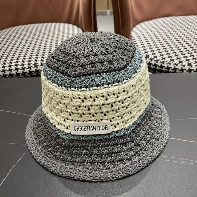 dior Dior Sunshade Straw Hat Female Summer Straw Woven Hollow Breathable Basi