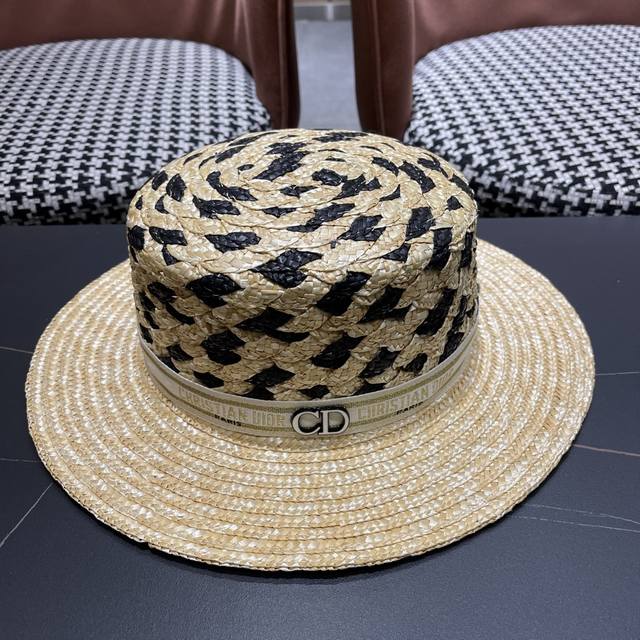 dior Dior Summer New Raffia Straw Hat Advanced Customization Pure Hand-Croche
