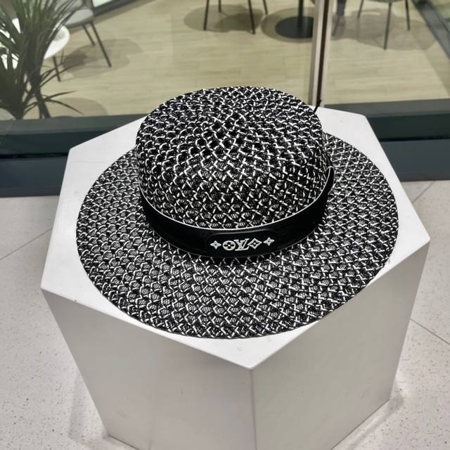 lv Louis Vuitton Straw Hat Design Old Flower Ribbon Lady Style
