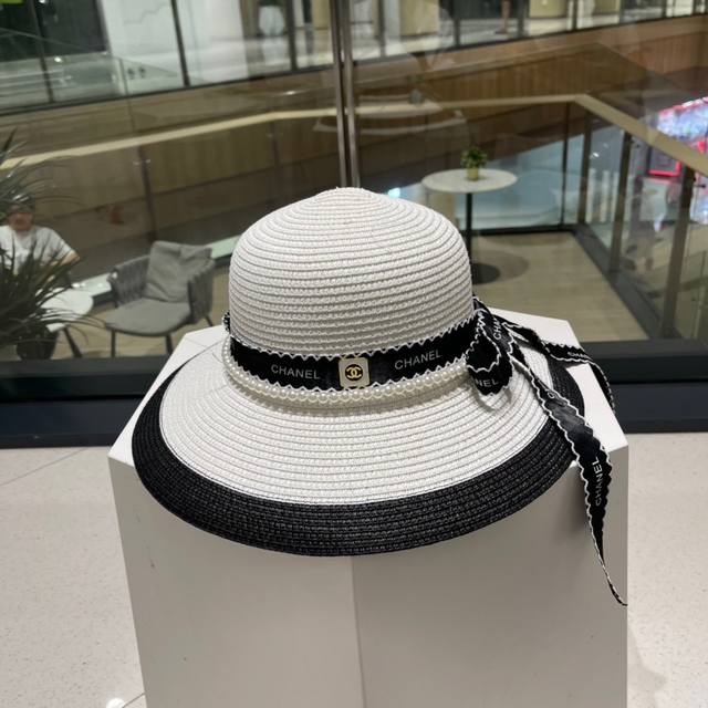 Chanel Chanel Sun Hat With Large Brim Sun Hat Super Celebrity Bow Straw Hat