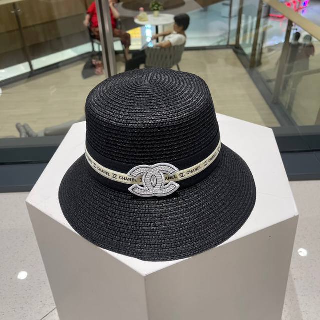 chanel Chanel Straw Hat Head Circumference 57Cm