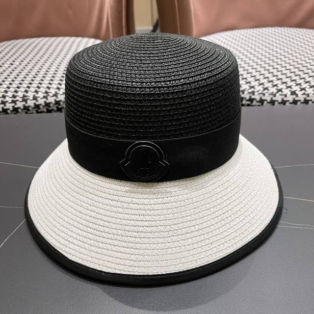moncler Moncler New Summer Straw Hat Sun Hat Beach Hat Pleated Sun Hat Head C