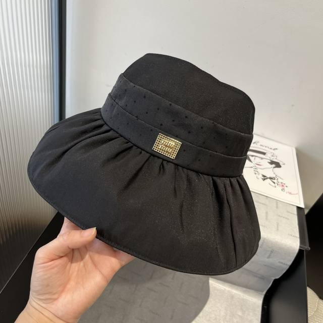 miumiu Miu Miu New Bow Hollow Top Sun Hat Cloth Hat