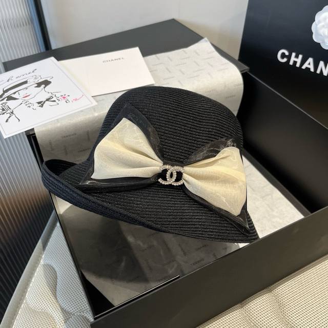 chanel Chanel Curled Straw Hat Head Circumference 57Cm