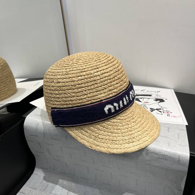 miumiu Miu Miu Raffia Knight Hat Head Circumference 57Cm