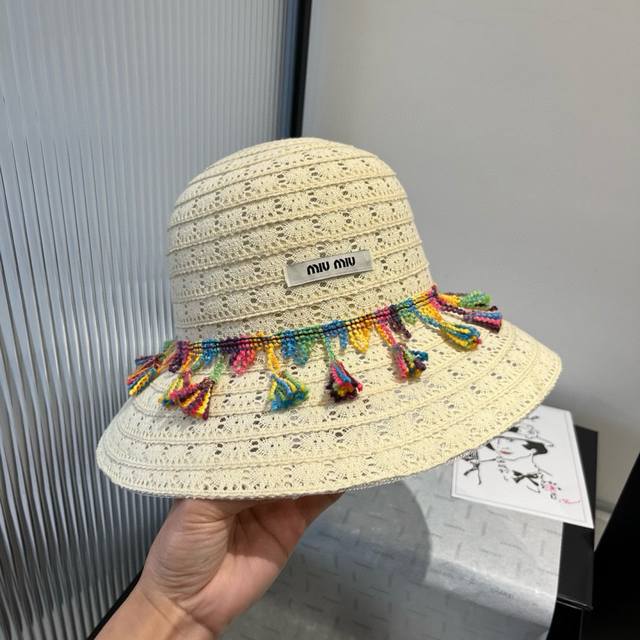 miumiu Miu Miu Lace Basin Hat With Fresh Design And Head Circumference 57Cm