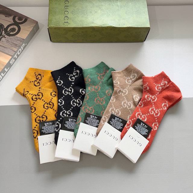 With Packaging 5 Pairs Per Box Gucci Classic Double Needle Double Way Unisex Soc