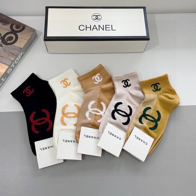 With Packaging 5 Pairs In A Box Chanel Classic Socks High Version Pure Cotton Ma